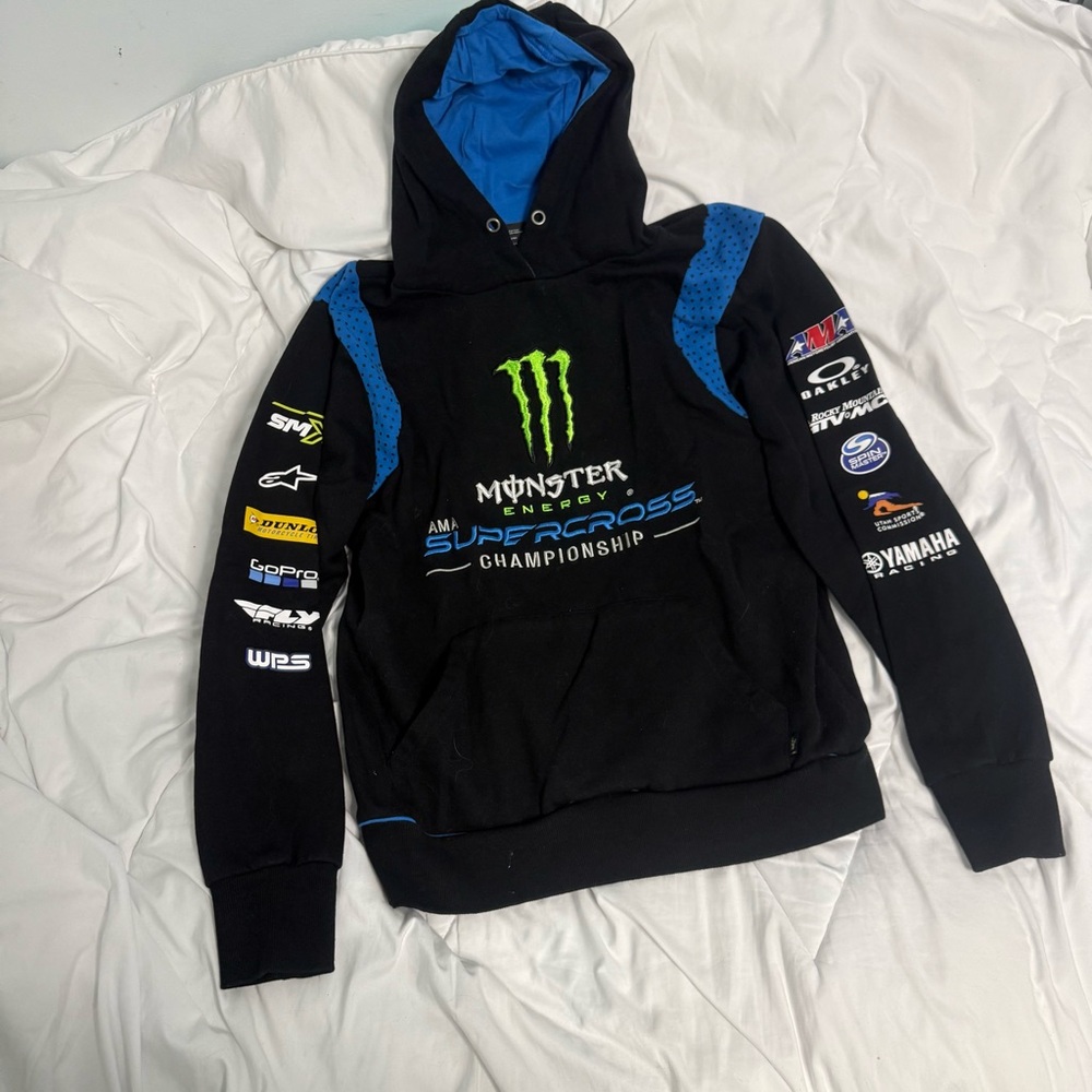Monster Energy Supercross Championship black & blue hoodie fits more like small